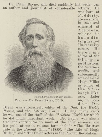 Merhum Dr Peter Bayne, LLD (gravür) by English School
