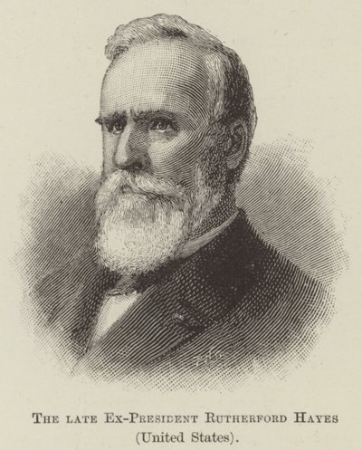 Rahmetli Eski Başkan Rutherford Hayes, Amerika Birleşik Devletleri (gravür) by English School