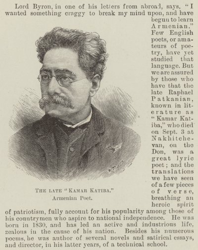Merhum "Kamar Katiba", Ermeni Şair (gravür) by English School