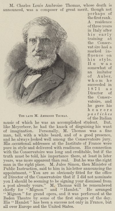 Rahmetli M Ambroise Thomas (gravür) by English School