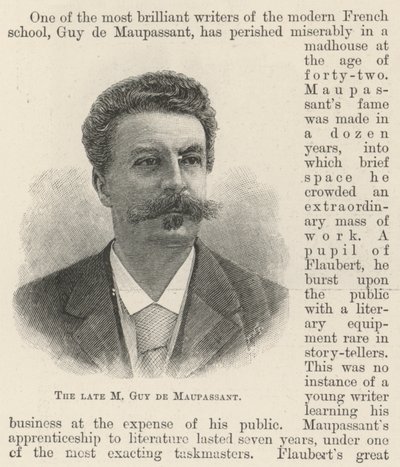 Geç M Guy de Maupassant (gravür) by English School