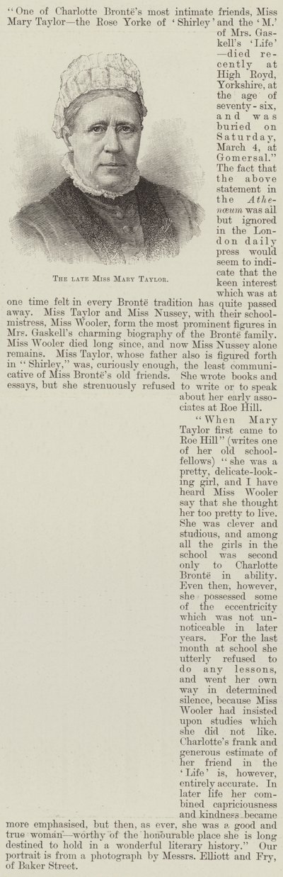 Merhum Bayan Mary Taylor (gravür) by English School