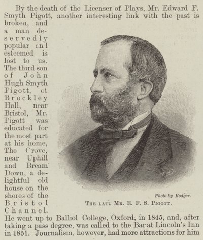 Merhum Bay EFS Pigott (gravür) by English School