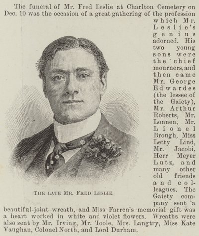 Merhum Bay Fred Leslie (gravür) by English School