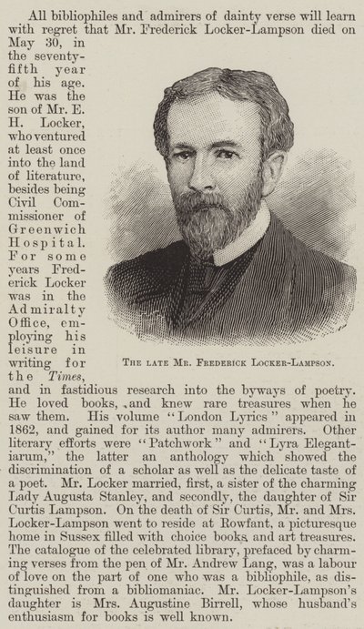 Merhum Bay Frederick Locker-Lampson (gravür) by English School