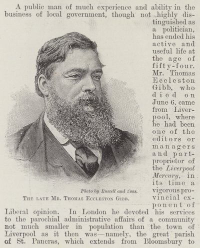 Merhum Bay Thomas Eccleston Gibb (gravür) by English School