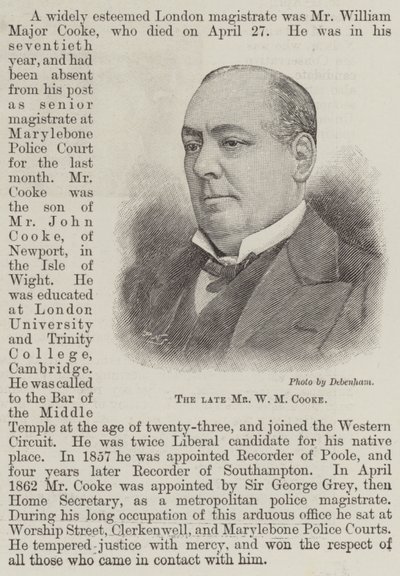 Merhum Bay WM Cooke (gravür) by English School