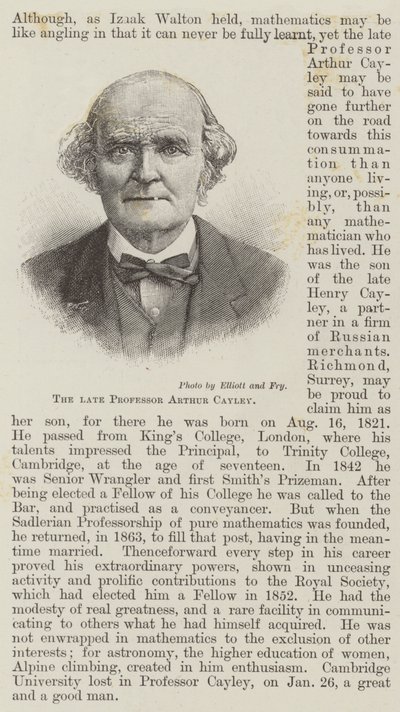 Rahmetli Profesör Arthur Cayley (gravür) by English School