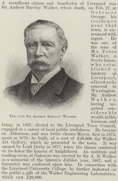 Merhum Sir Andrew Barclay Walker (gravür) by English School