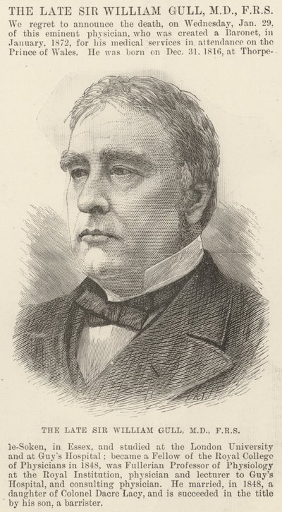 Merhum Sir William Gull, MD, FRS (gravür) by English School