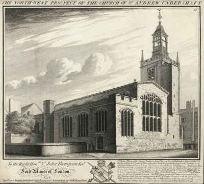 St Andrew Under Shaft kilisesinin kuzey-batı beklentisi by English School