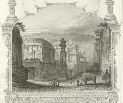 Kayaya oyulmuş Kailah Tapınağı, Ellora, Hindistan by English School