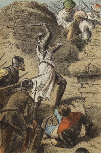 Kutsal Şehrin Kuşatması (renkli gravür) by English School