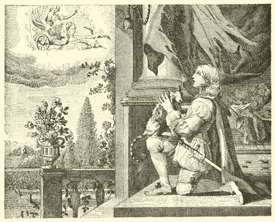 Genç adam ve kedisi (gravür) by English School