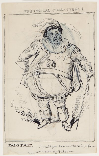 Tiyatro Karakterleri 1: Falstaff, c.1825 (kağıt üzerinde kalem ve mürekkep) by English School