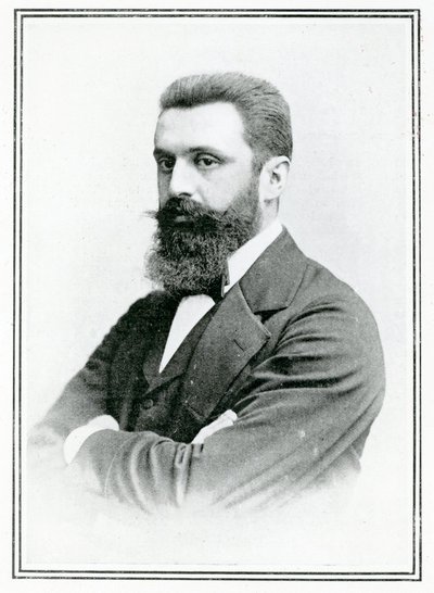 Theodor Herzl (1860-1904) (s/b fotoğraf) by English School