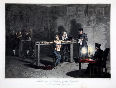 Engizisyonun Üçüncü Derecesi İşkence, gravür LC Stadler, pub. Cadell & Davies, Londra, c.1813 (renkli gravür) by English School
