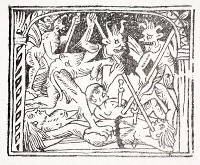 Üçüncüsü: Lazarus cehennemde gördüklerini anlatıyor - insanların iki ucu keskin kılıçlarla delindiği çok karanlık bir mağara by English School