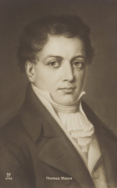 Thomas Moore (1779-1852), İrlandalı şair, şarkıcı ve şovmen (lito) by English School
