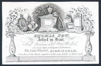 Thomas Tow, saç sanatçısı, ticaret kartı by English School