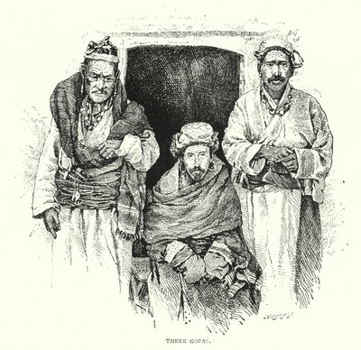 Üç Gopas (gravür) by English School