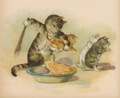 Üç Küçük Yavru Kedi Eldivenlerini Kaybetti (kromolitho) by English School