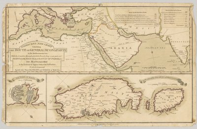 Üç basılı renkli harita: General Bonaparte