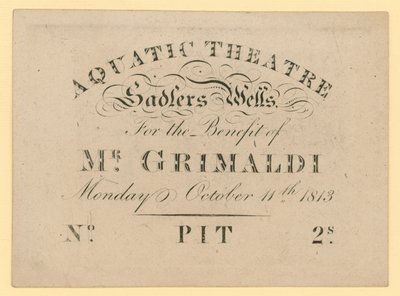 Bay Grimaldi yararına Su Tiyatrosu bileti, 11 Ekim 1813 by English School
