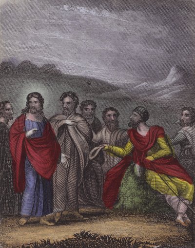 "Verildi" dedi İsa, "görüşünü al"... (renkli gravür) by English School
