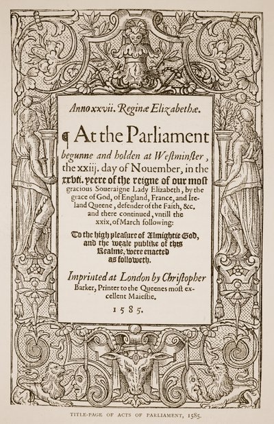 Christopher Barker (1528-99) tarafından basılan Parlamento İşleri