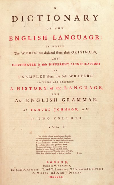 Johnsons Dictionary of the Human Language London