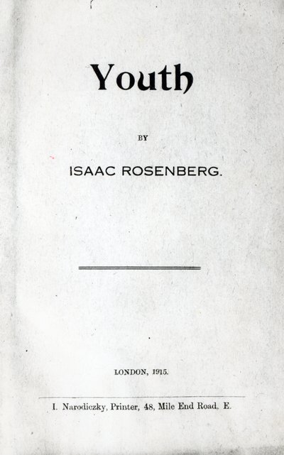 Başlık sayfası Youth, Isaac Rosenberg