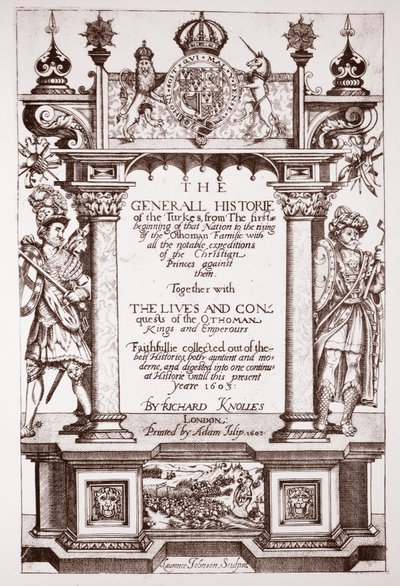 Başlık sayfası, Knolles Generall Historie of the Turks, pub. Adam Islip, 1603 by English School