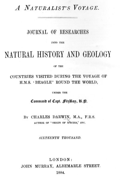 Charles Darwin tarafından yazılan A Naturalists Voyage Around the World