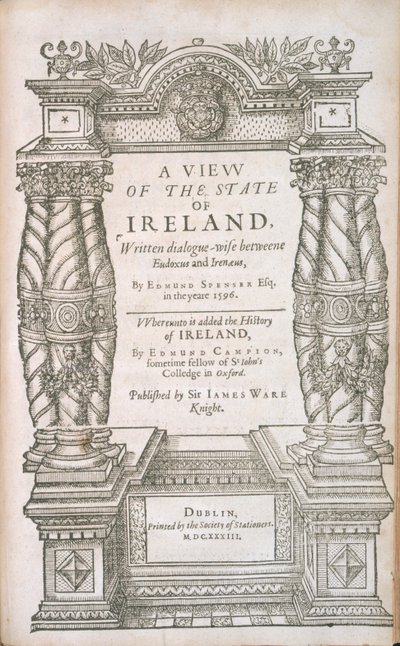 Irelande Eyaletinin Bir Görünümü ve Irelande Tarihinin Başlık Sayfası, 1633 by English School