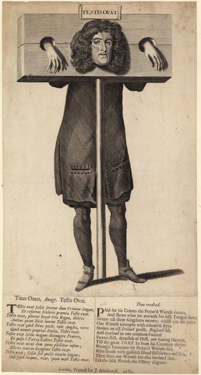 Titus Oates, boyunduruk altında, 1685