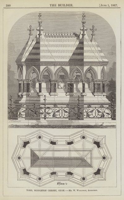 Mezar, Middleton Cheney, Oxon, Bay W Wilkinson, Mimar (gravür) by English School