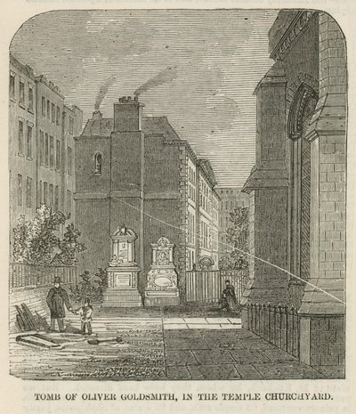 İç Tapınak kilise bahçesindeki Oliver Goldsmith Mezarı by English School