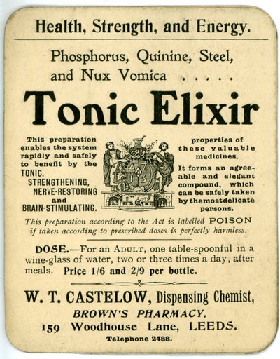 Tonik İksir etiketi, erken (lito) by English School