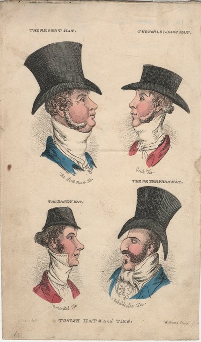 Tonish şapkalar ve kravatlar, c.1815-20 by English School