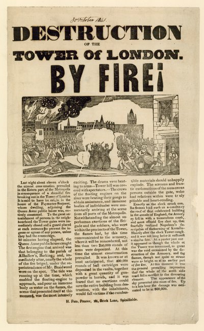 Londra Yangın Kulesi, 1841 by English School
