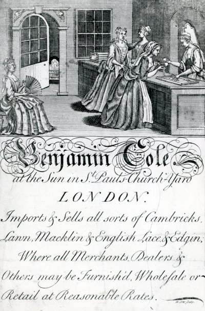 Ticaret Kartı, Benjamin Cole, Londra tüccarı (gravür) by English School