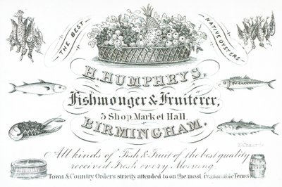 Ticaret kartı, H Humphreys by English School