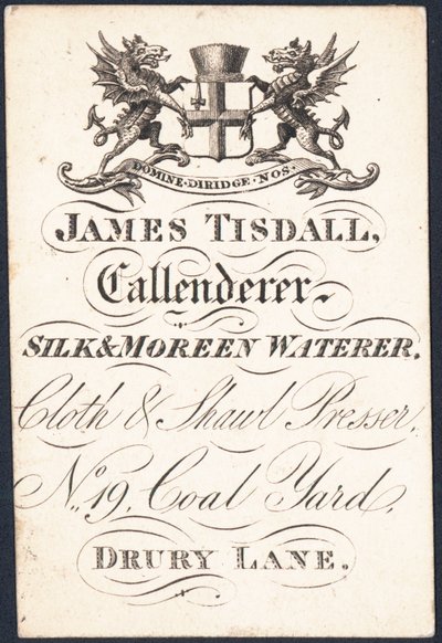 Ticaret kartı, James Tisdall by English School