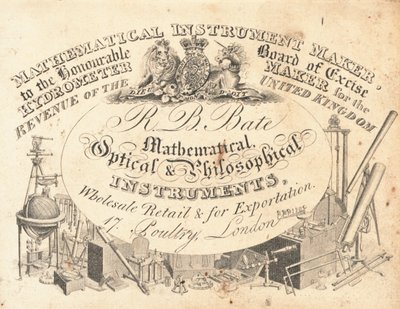Ticaret kartı, R B Bate by English School