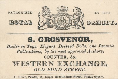 Ticaret kartı, S Grosvenor by English School