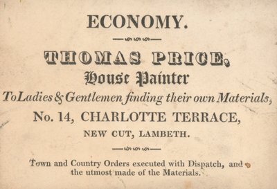 Ticaret kartı, Thomas Price by English School
