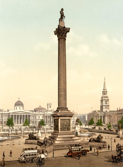 Trafalgar Meydanı, Londra (el boyaması fotoğraf) by English School