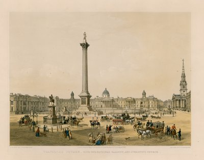 Ulusal Galeri ve St Martins Kilisesi ile Trafalgar Meydanı by English School