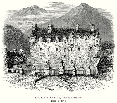 Traquair Kalesi, Peeblesshire (gravür) by English School